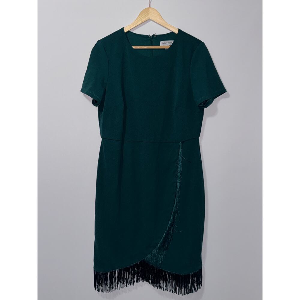 Shelby & Palmer Green Fringe Hem Dress women’s Size 16